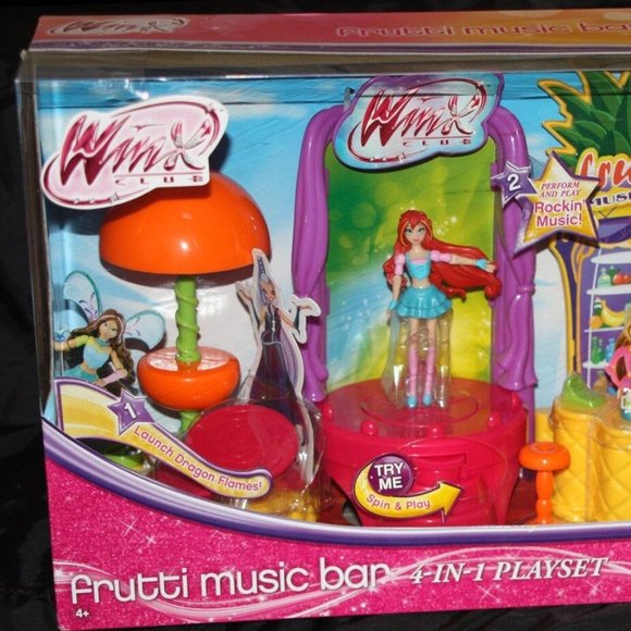 CUTE Winx Club Frutti Music Bar Playset & Mini 3.75" Bloom Doll & Accessories - Picture 3 of 4